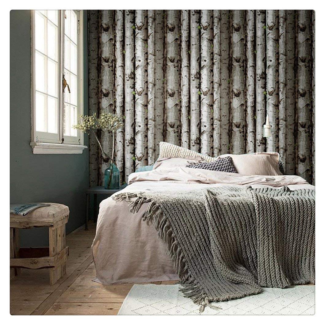 HAOKHOME Peel and Stick Wood Birch Tree Grey/Brown/Green Wallpaper for Living Room and Kitchen
| HAOKHOME Self Adhesive
