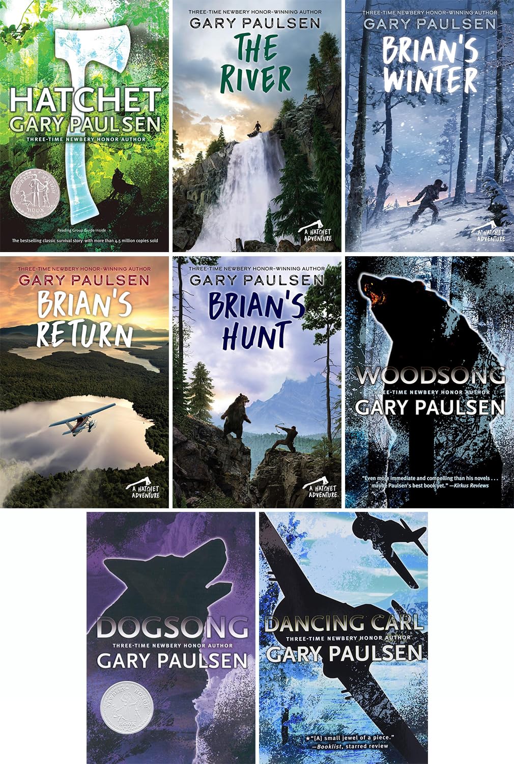 Gary Paulsen's 8 Books Collection Set: Brian's Hunt, Woodsong, Dogsong, Dancing Carl, Brian's Winter, Brian's - Return,